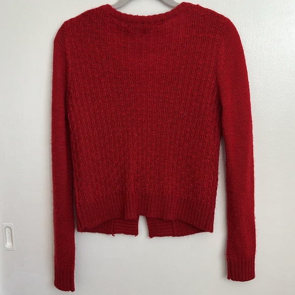 MAX STUDIO Red Alpaca Wool Blend Cardigan with Leather Belt Closure Size M - Picture 5 of 5